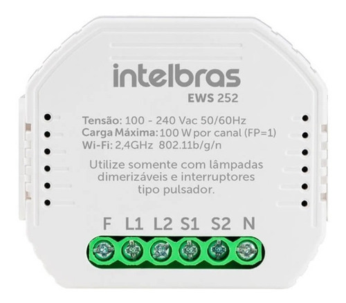 Minicontrolador Intelbras Dimmer Smart Wi-fi Para 2 Interrup Cor Branco