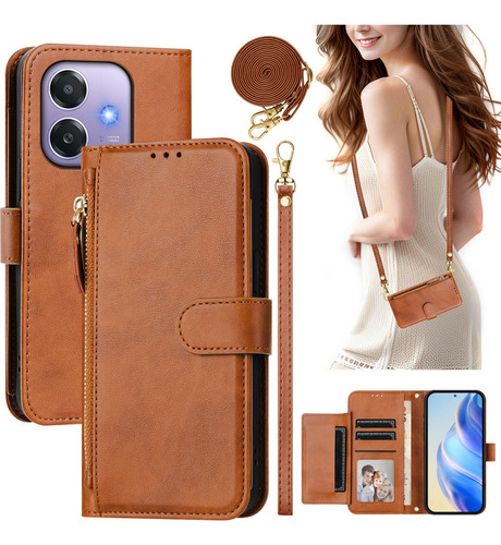 !!! Funda Tipo Cartera Con Cierre Y Correa Larga Para Oppo A40 4