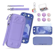 Comprar Younik Kit De Accesorios Para Nintendo Switch Lite 14 en 1 con Estuche Switch Lite, funda protectora, Caja de cartas, protectores de pantalla, Funda protectora del pulgar, colgante y correas (morado)