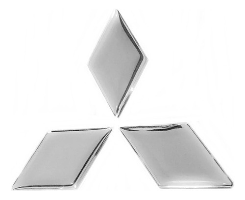 Emblema Adesivo Mitsubishi Universal Traseiro Resinado Prata