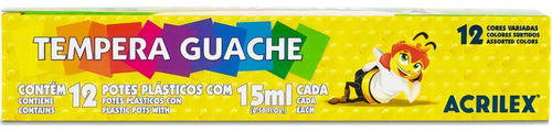 Pintura gouache Acrilex, 12 colores, 15 ml, material escolar para niños