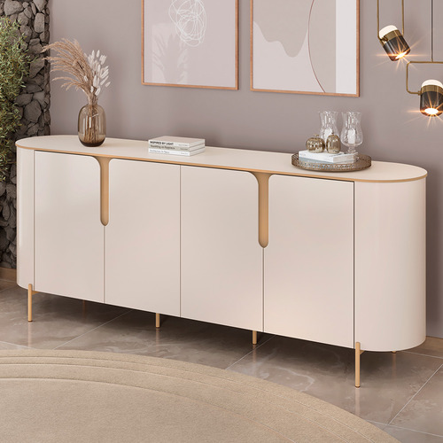 Aparador Buffet Sala Jantar 4 Portas Orgânico Lia Off White