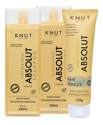 Kit Shampoo + Condicionador + Finalizador Hr Knut Absolut