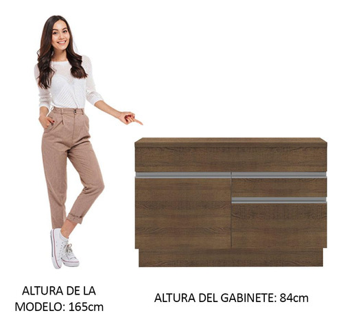 Gabinete Bajo Bufetera Madesa Glamy 120cm Con Encimera Mm 02 Color Marrón