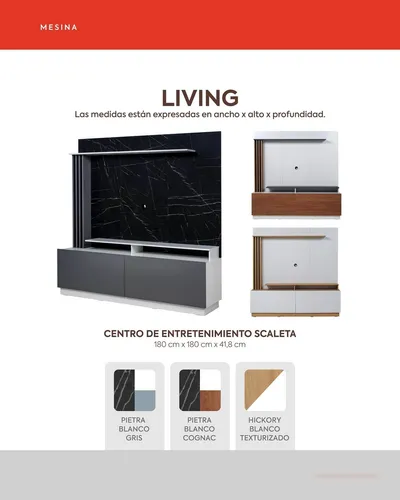 Modular Moderno Rack Mesa Tv 180 Cm Mesina Hickory / Negro