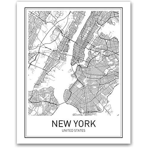 Póster De Nueva York Mapa De Ciudad De Nueva York Impr...