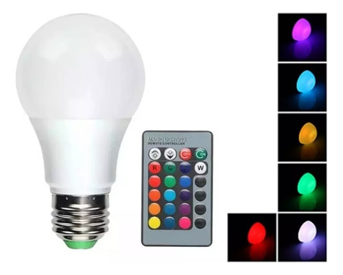 Ampolleta Led E27 Rgb 5w Control Remoto Colores/f210