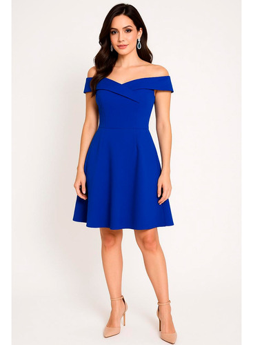 Vestido Corto Casual Dama Color Azul Rey Modelo Arriaga