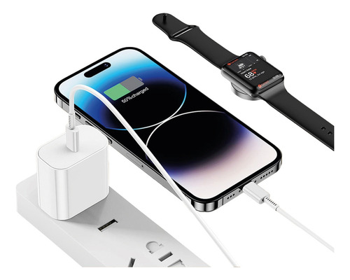 Cargador Magnético 2 En 1 Compatible Con Iwatch Y Cable Lightning
