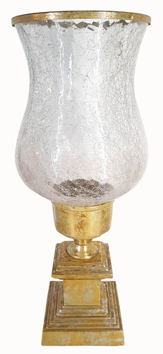 Importante Gran  Florero Copon  Metal Dorado Cristal  (4995)