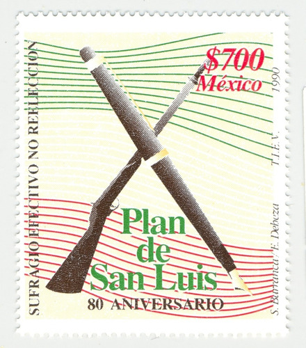 México Estampilla Plan De San Luis 1990 Mnh