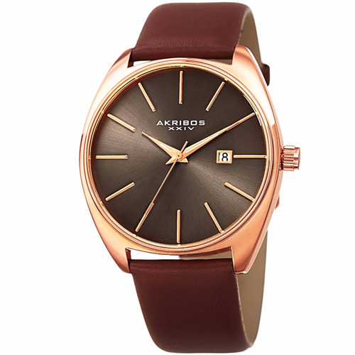 Reloj Hombre-elegante Akribos Correa De Cuero Fecha - Oferta