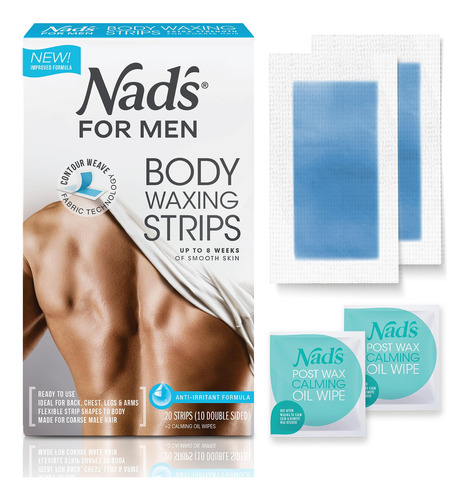 Kit De Depilação Corporal Wax Strips Nad's Para Homens Com 2