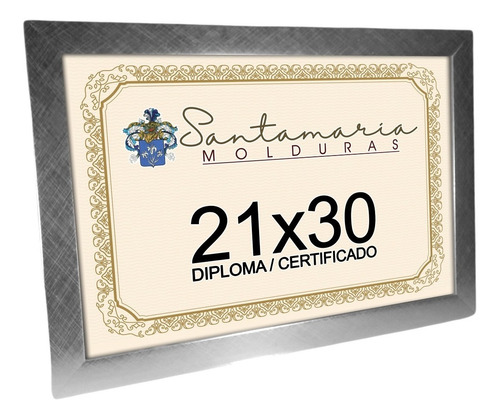 Kit 4 Molduras Porta Diploma Certificado A4 21x30 Prateado
