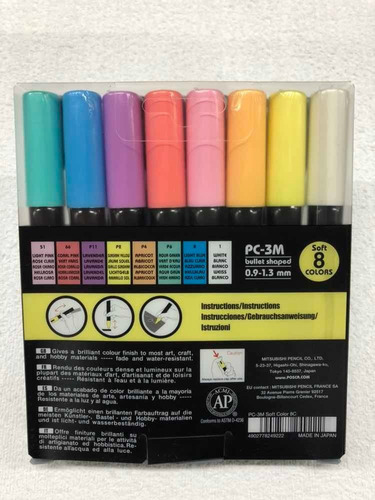 Marcador Uni Posca Pastel Pc3m Pack 8 Colores Soft Colors