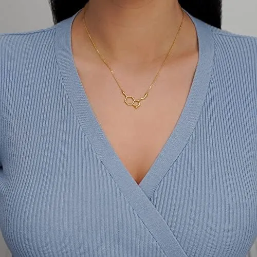 Collar De Molécula De Serotonina En Plata De Ley 925