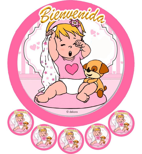 Lamina Comestible Baby Shower Girl- 20 Cm Y Chicas -azucar
