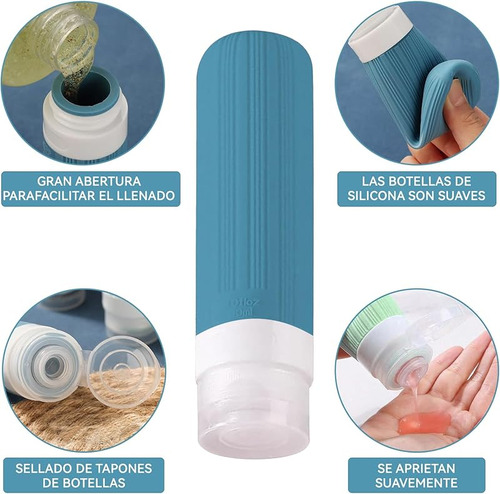 Juego De 4 Botellas De Viaje De Silicona,con Etiqueta