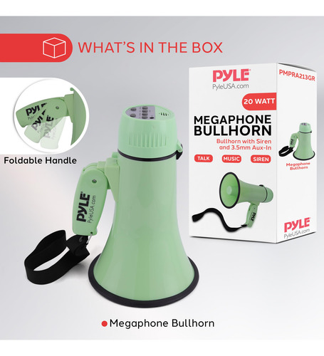 Megaphone Pyle 20w Bullhorn W/ Siren, Volume Control & Strap