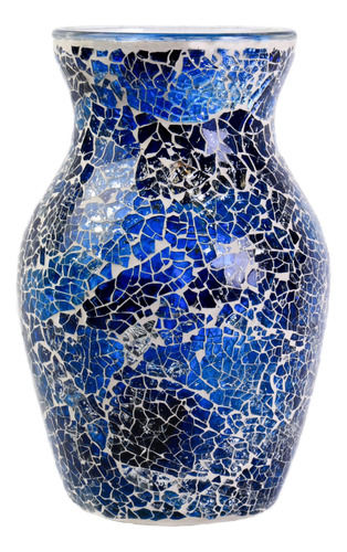 Zhipinhui Jarrón De Mosaico Azul De 8 Pulgadas De Alto. Ex.