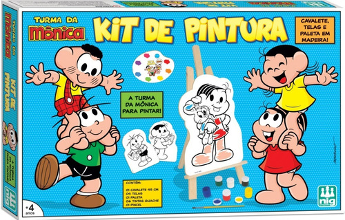 Kit Quadros De Pintura Infantil Turma Da Monica Cavalete Nig