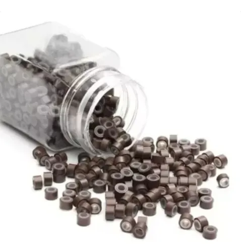 Micro Ring Siliconados 500uni Para Extensiones De Cabello Marrón