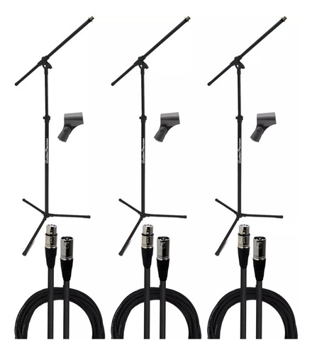 Combo 3 Pie De Microfono 3 Pipetas 3 Cables Garantia Oficial