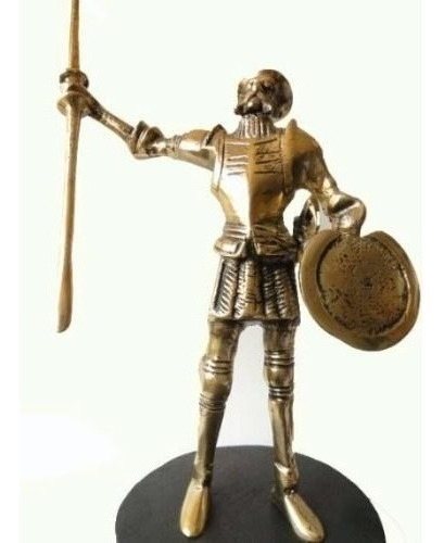 Dom Quixote Em Bronze Estátua Estatueta Maravilhosa Cor Dourado-escuro