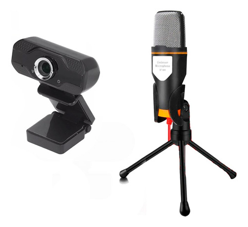 Combo Webcam Fhd Streaming + Micrófono Condensador Trípode