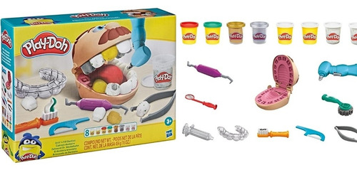 Imagen 2 de 5 de Play Doh Drill Fill Dentista Incluye 8 Envases