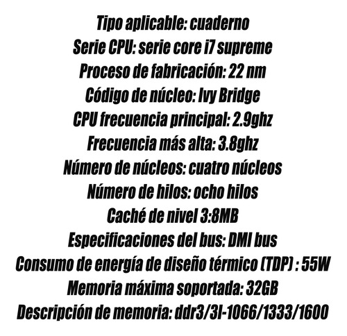 Intel Core I7 3920xm 2.9 Ghz 55w 4 Núcleos 8 Hilos