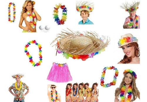 Imagen 1 de 7 de Cotillon Tanda Tematica Hawaiana Combo Hawaiano Super Variad