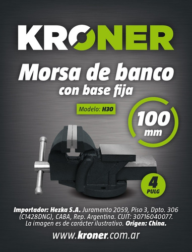Imagen 4 de 5 de Morsa De Banco Kroner N°4 Fija Con Yunque + Cepillo Curvo