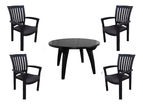 Set 4 Sillas Turco 1 Mesa Redonda Mascardi Negro