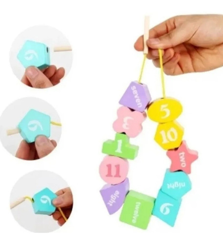 Imagen 5 de 8 de Cubo De Madera Didactico Con Prono Encastre Numeros Cubeta