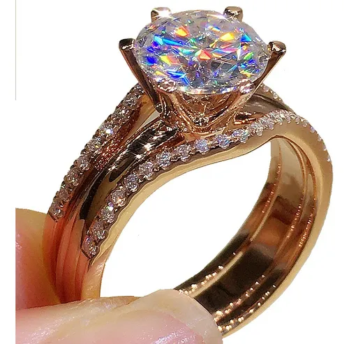 Anillo De Compromiso Ba ado En Oro 18k Modelo Aghata Cuotas sin