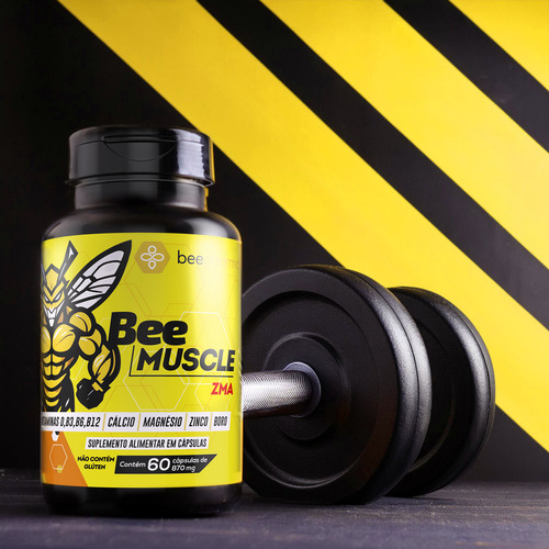 Zma Precursor De Testo Ganho De Massa Bee Muscle 60 Capsulas Sabor Sem Sabor