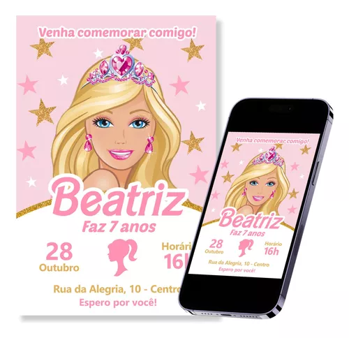 Convite Barbie Princesa Digital Virtual Whatsapp