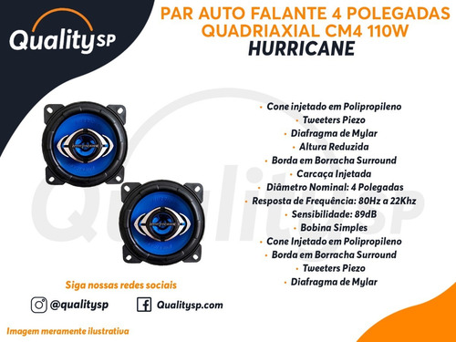 Par Alto Falante 4 Polegadas Quadriaxial 110w Cm4 Hurricane