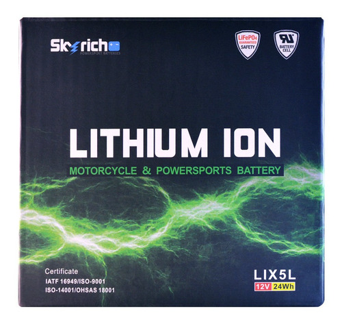 Imagen 3 de 9 de Bateria De Litio Skyrich P/moto Lix5l Libre Mantenimiento.