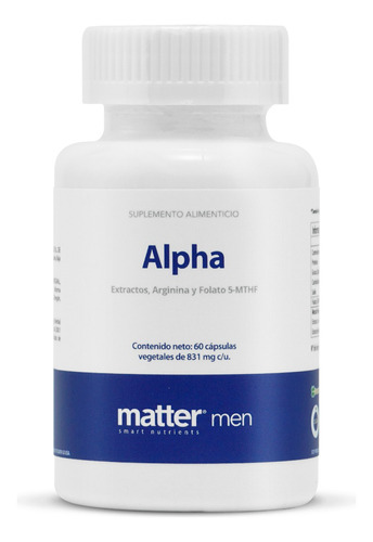Matter Smart Nutrients Extractos, Arginina Y Folato 5-mthf, Men, Alpha, Matter Sin sabor