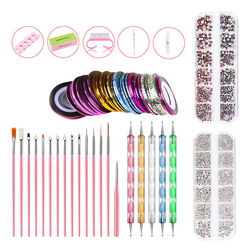 Juego De Herramientas B Nail Art, Bolígrafo, Lima De Uñas, D