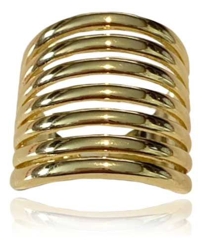 Anillo Gran Espiral Chapado En Oro De 18kl