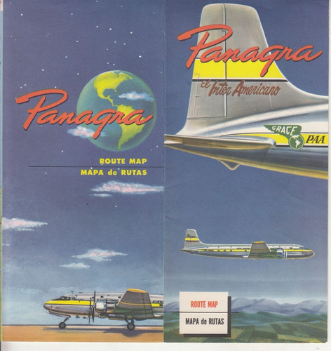 Aerolineas Panagra Antiguo Mapa De Rutas A America Del Sur