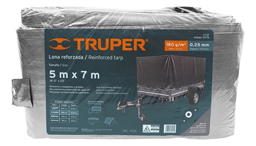Lona Gris Reforzada 5 X 7 M Truper 10776