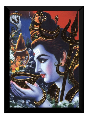 Lindo Quadro Decor Hinduismo Shiva Harmonia Felicidade P7717