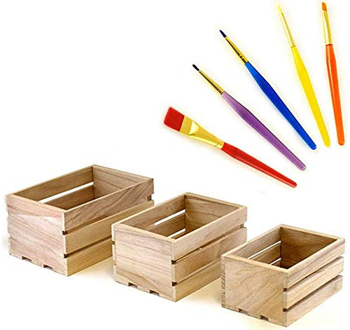 Juego De 3 Cajas De Madera Pequeñas Juego De Pinceles ...