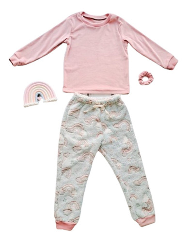 Pijama Invierno Abrigado Nena Arcoiris Polar Infantil Niños