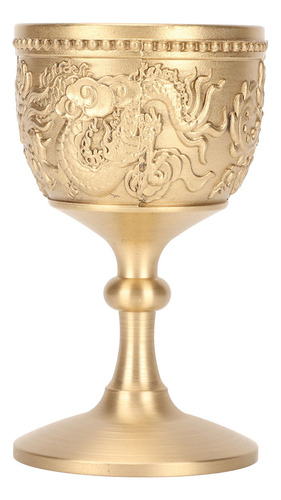 Copa De Vino En Forma De Cáliz Dorado, Estilo Retro En Relie