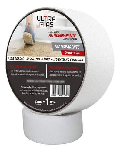 Ultra Fitas antiderrapante kit 2 faixa adesiva antiderrapante 15m banheiro sauna pisos cor transparente